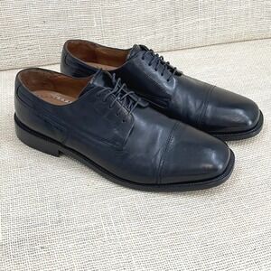 Bostonian Metro Flex Mens 13 W Black Leather Cap Toe Derby Shoes Made in Italy